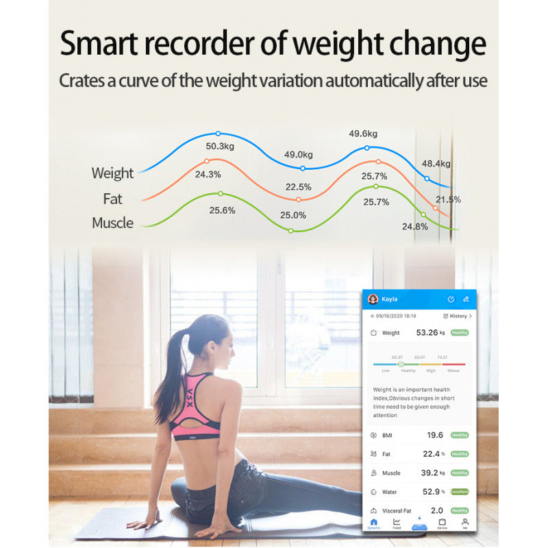 Smart Bluetooth-Personvåg 180 kg Svart Glas