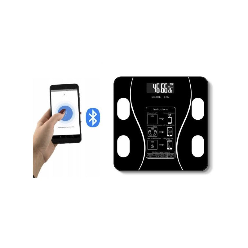Smart Bluetooth-Personvåg 180 kg Svart Glas