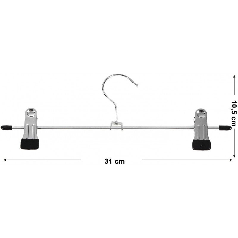 20-pack Halkfria Kjolhängare Med Klämmor Silver 31 cm