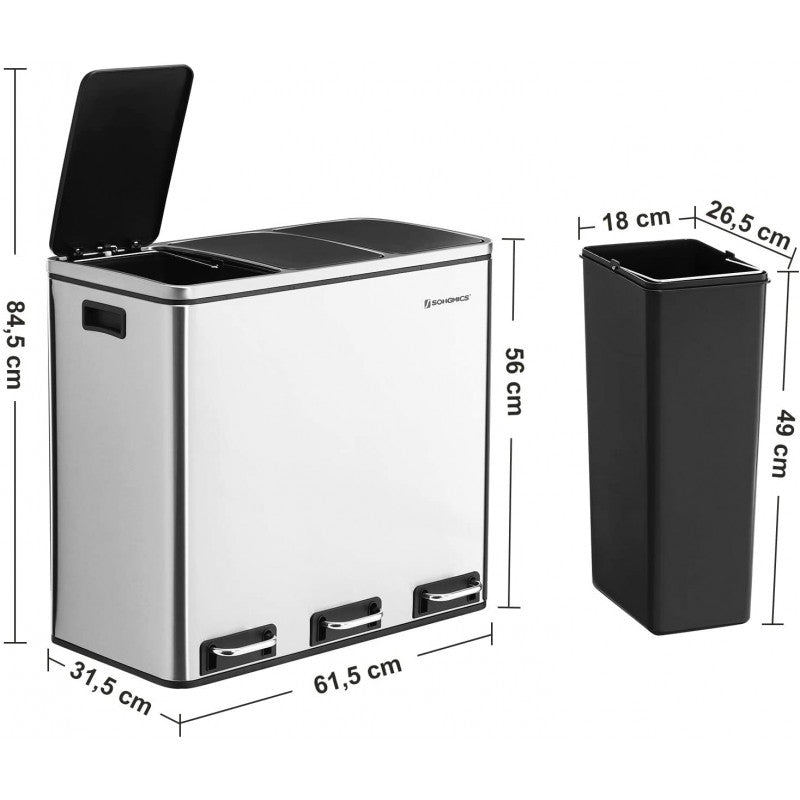 Pedalhink 54 L Rostfritt Stål – 3x18 L