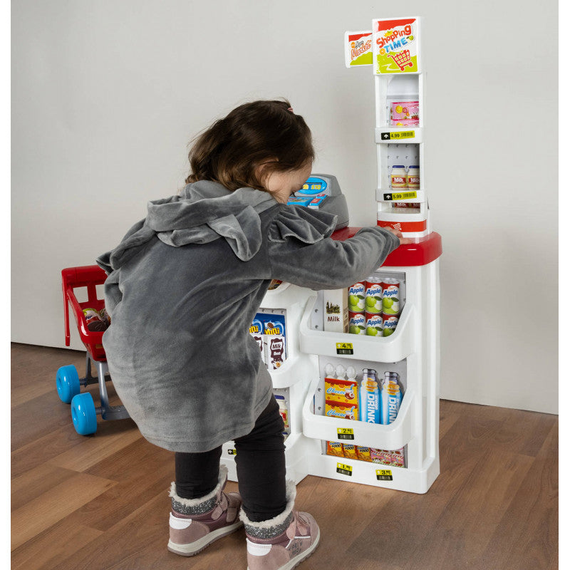 Leksaksbutik Med Kassaapparat Och Kundvagn För Barn