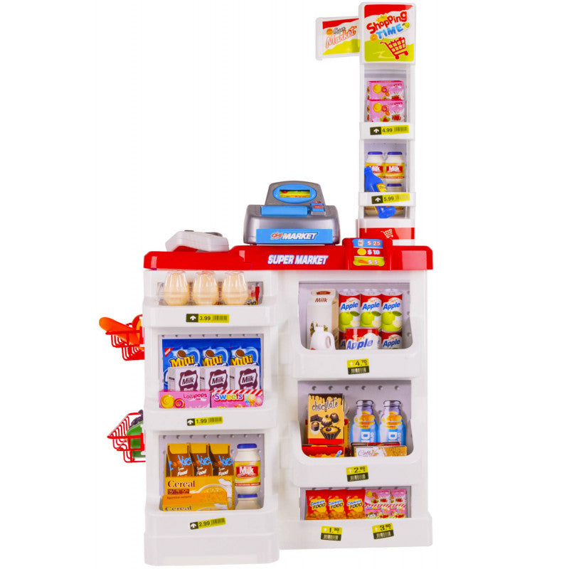 Leksaksbutik Med Kassaapparat Och Kundvagn För Barn