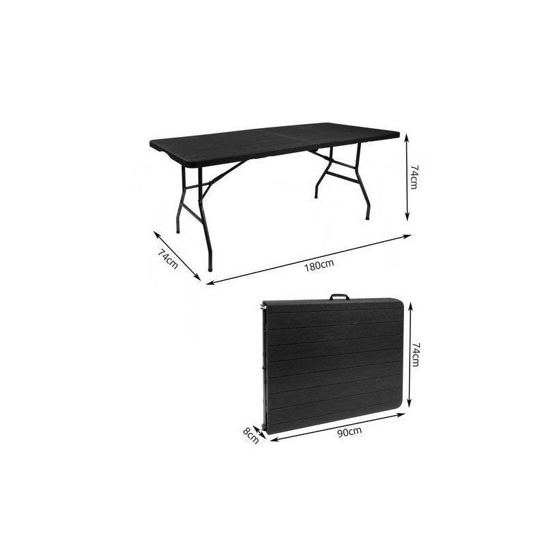 Hopfällbart Campingbord 180 cm Svart HDPE