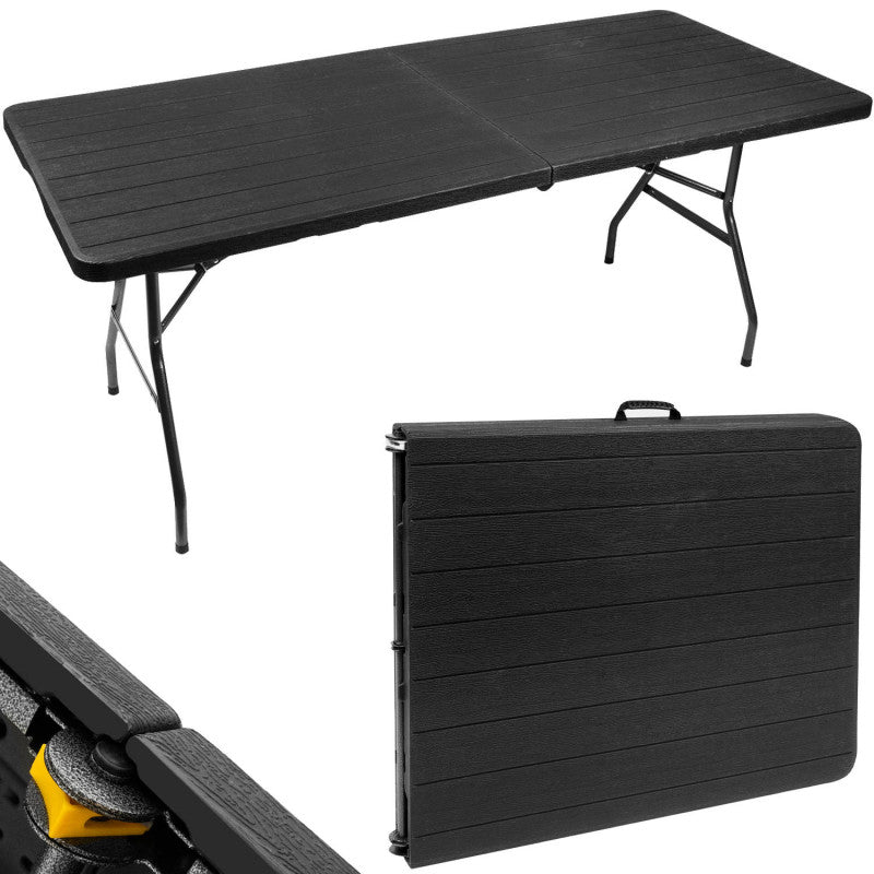 Hopfällbart Campingbord 180 cm Svart HDPE