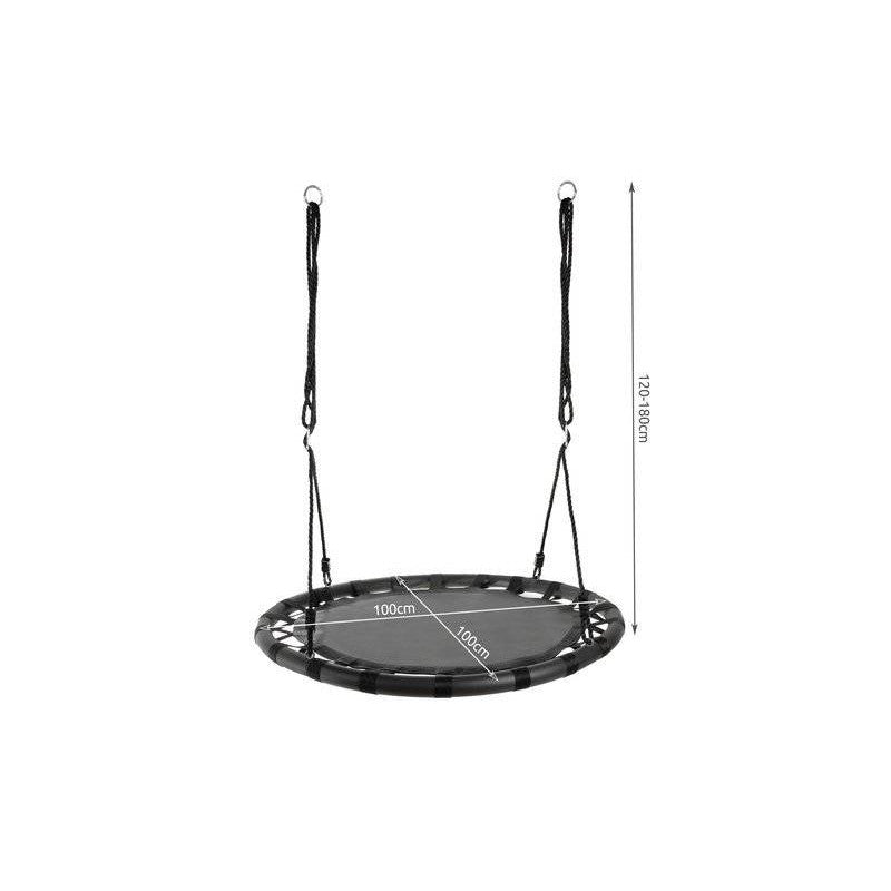 Svart XL Kompisgunga Rund 100 cm Stål