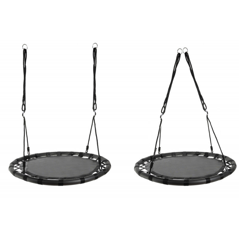 Svart XL Kompisgunga Rund 100 cm Stål