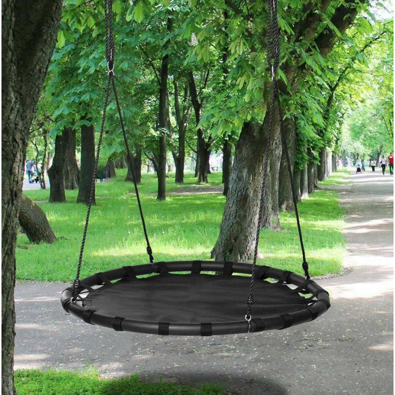 Svart XL Kompisgunga Rund 100 cm Stål