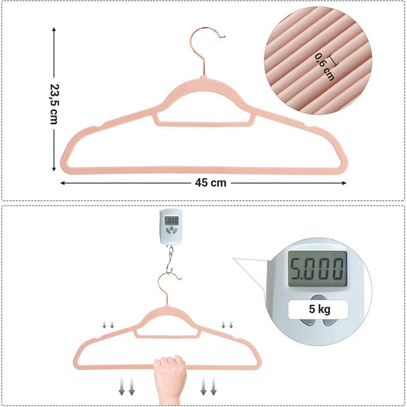 30-Pack Sammetsgalgar Halkfria Roséguld/Ljusrosa 0,6 cm