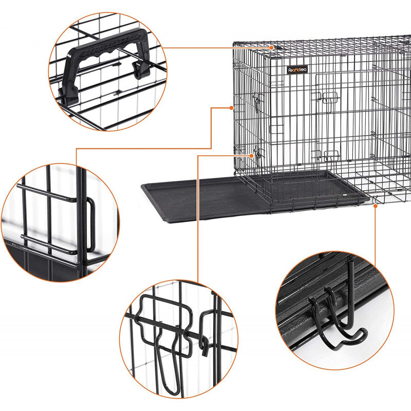XXL Hundbur I Metall 122x74,5x80,5 cm Svart