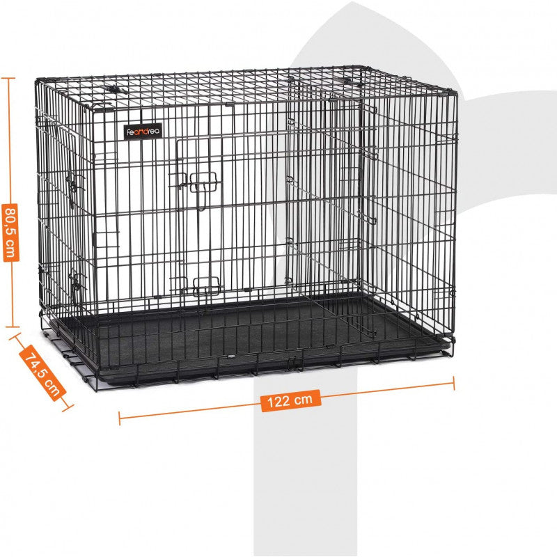 XXL Hundbur I Metall 122x74,5x80,5 cm Svart