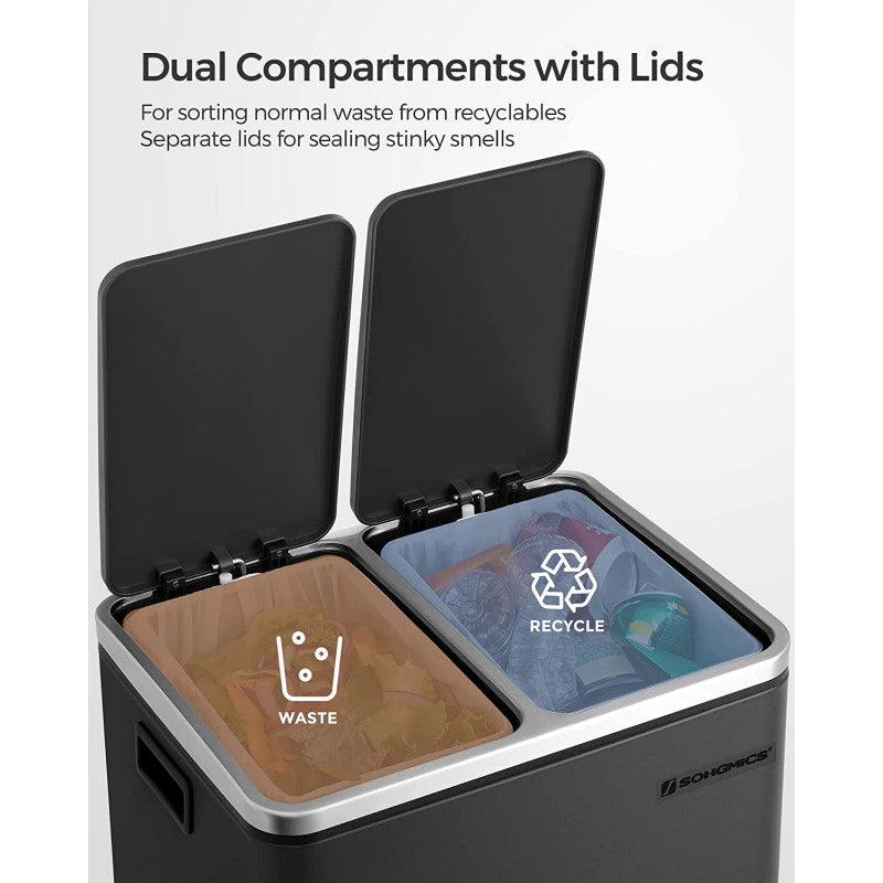 Dubbel Pedalhink 2 x 15 L Med Uttagbara Innerhinkar Svart