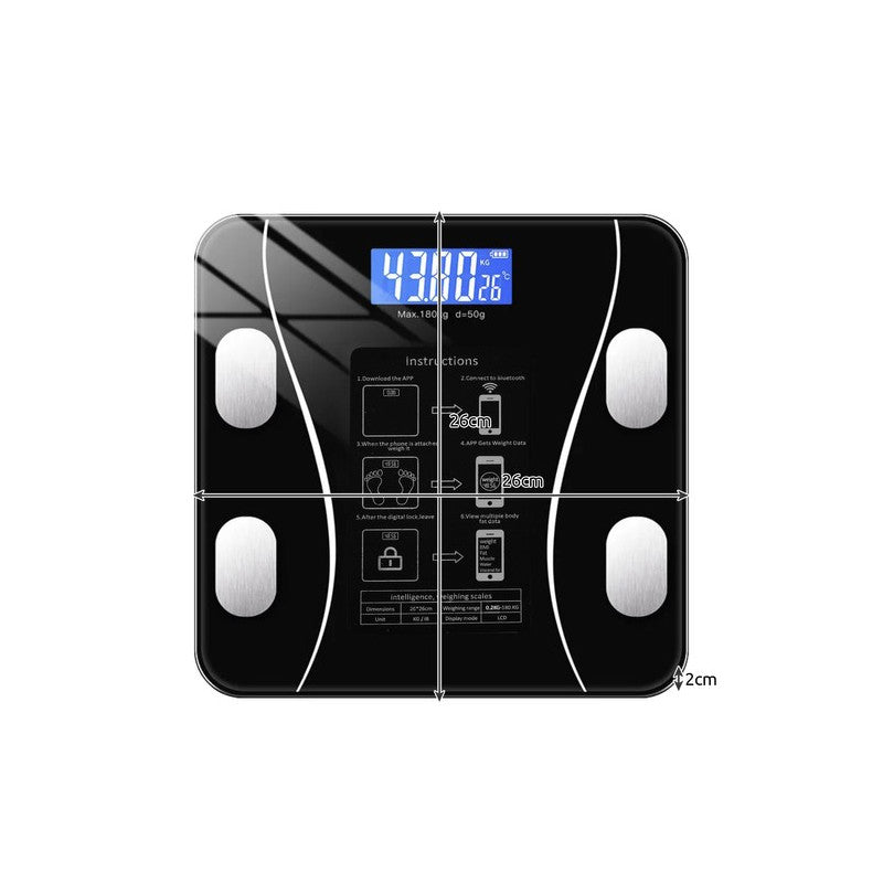 Smart Bluetooth-Personvåg 180 kg Svart Glas