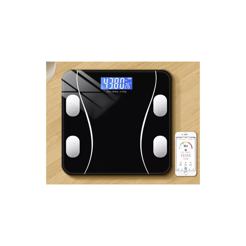 Smart Bluetooth-Personvåg 180 kg Svart Glas