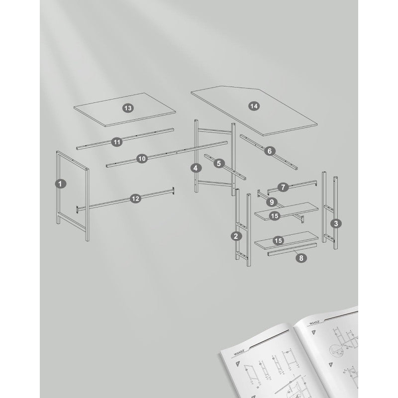 Vitt L-Format Hörnskrivbord 138x138x76 cm Stål