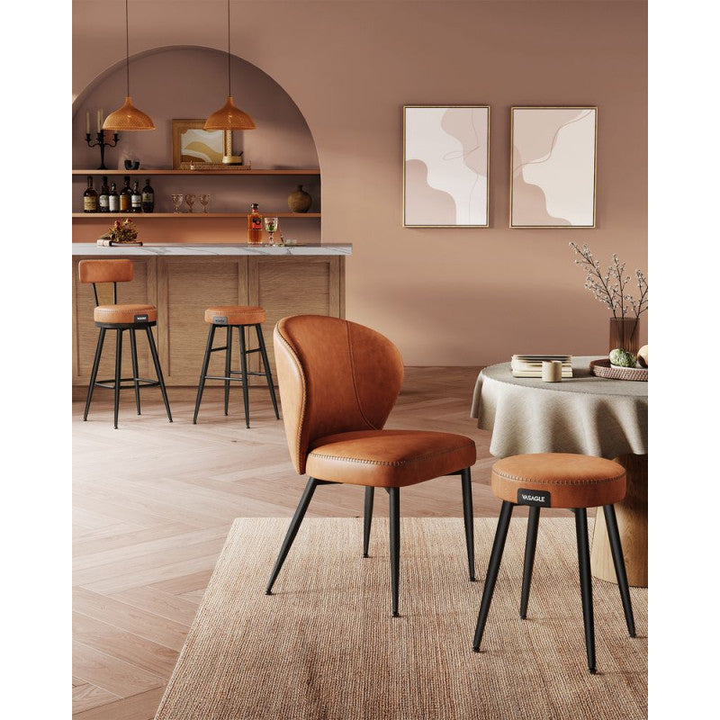 2-pack Roterbara Barstolar EKHO 75 cm Karamellbrun Läder