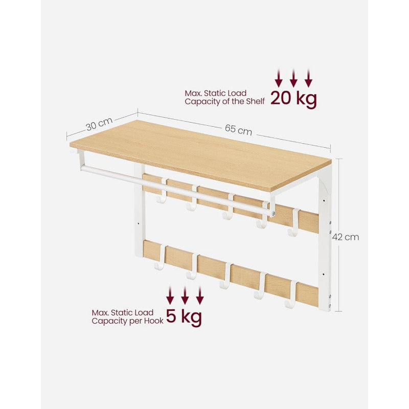 Hatthylla Vit Ek 65x30 cm Med Krokar