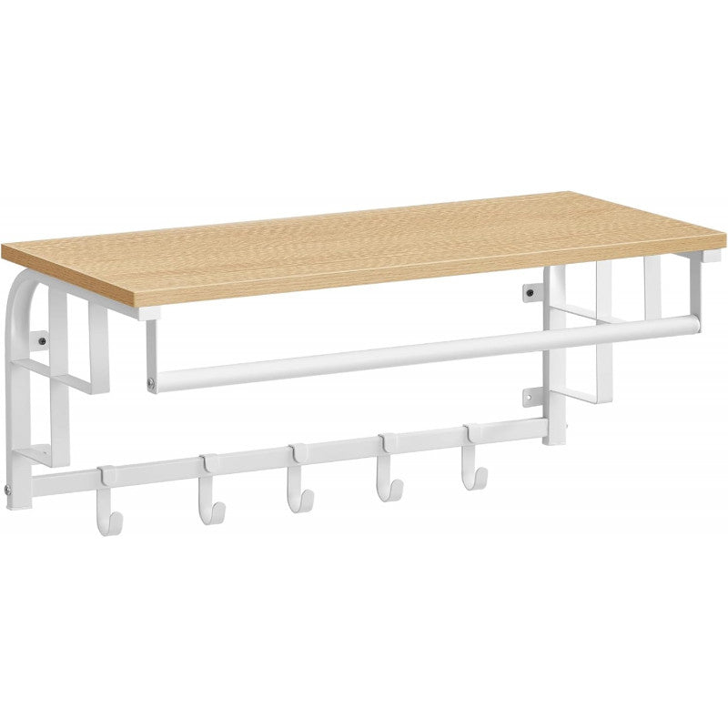 Väggmonterad Hatthylla Vit Ek/Svart Metall 66 cm