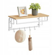 Väggmonterad Hatthylla Vit Ek/Svart Metall 66 cm
