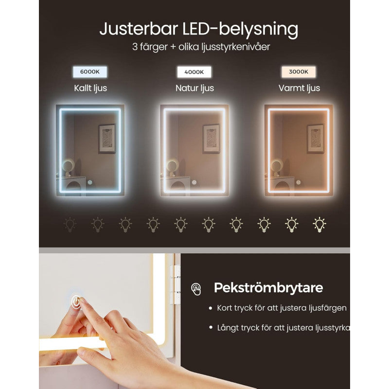 Sminkbord Med LED-Spegel Vit 97,5 cm Spånskiva