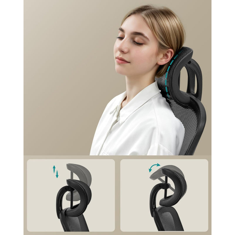 Ergonomisk Kontorsstol Svart Tyg – Fällbara Armstöd