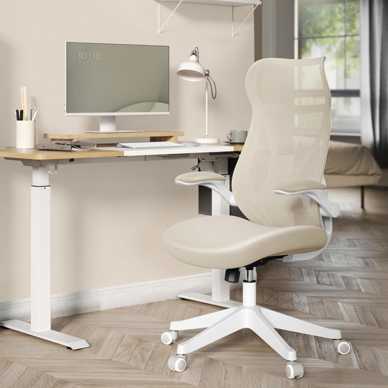 Ergonomisk Kontorsstol Cappuccino Beige Med Nätrygg