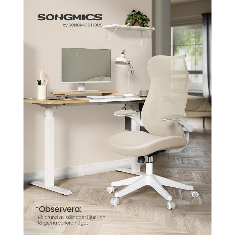Ergonomisk Kontorsstol Cappuccino Beige Med Nätrygg