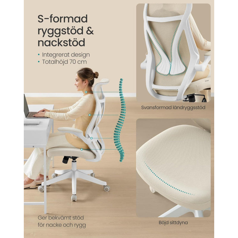 Ergonomisk Kontorsstol Cappuccino Beige Med Nätrygg