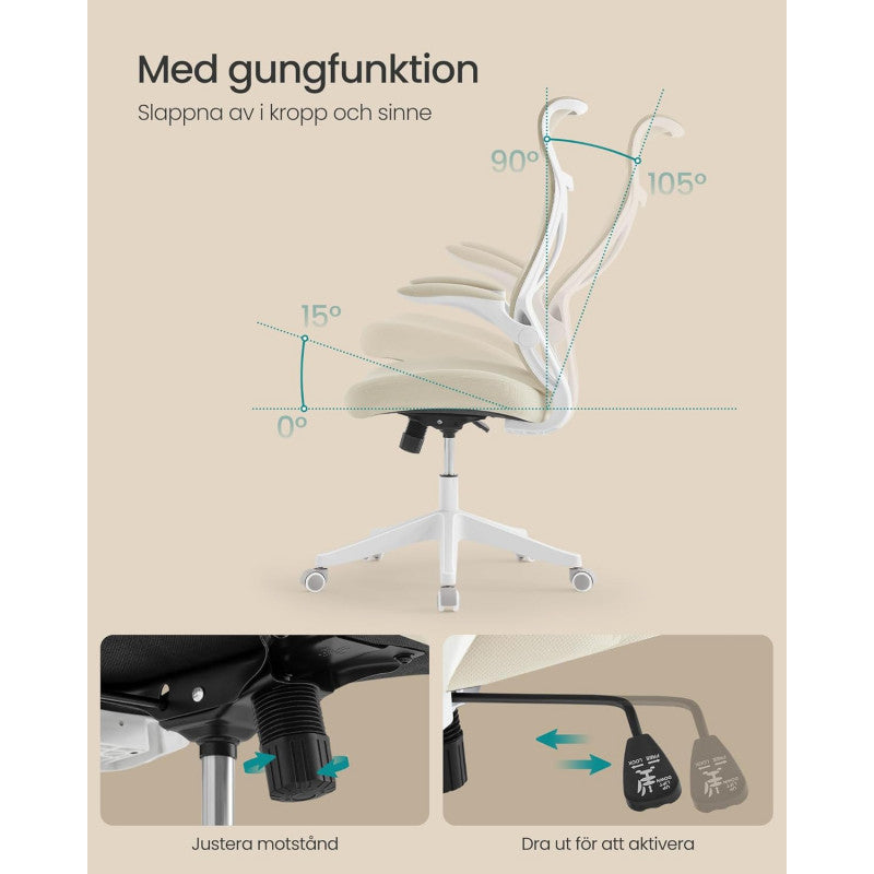 Ergonomisk Kontorsstol Cappuccino Beige Med Nätrygg