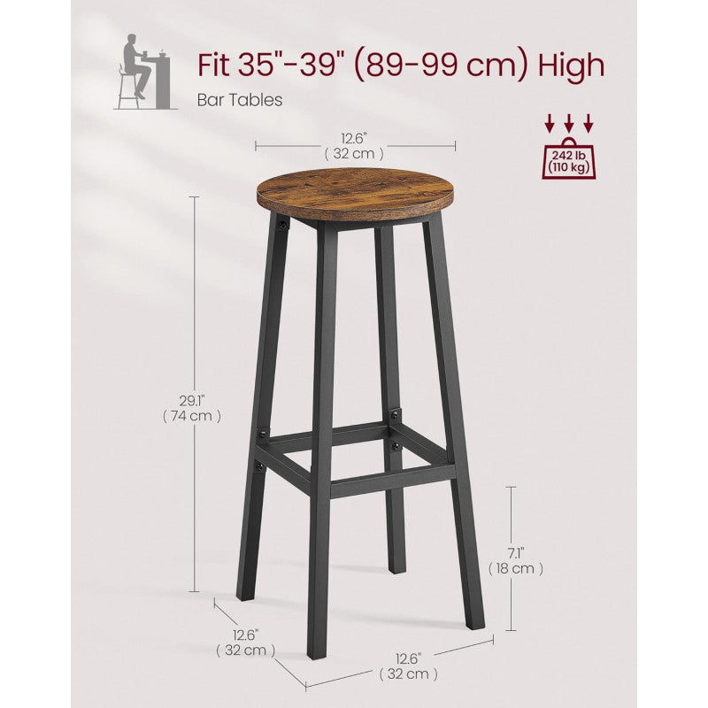 Barstolar 2-pack Vintagebrun/Svart 72 cm Med Fotstöd
