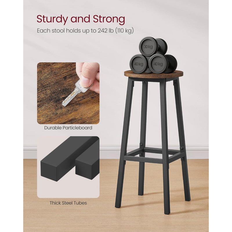 Barstolar 2-pack Vintagebrun/Svart 72 cm Med Fotstöd