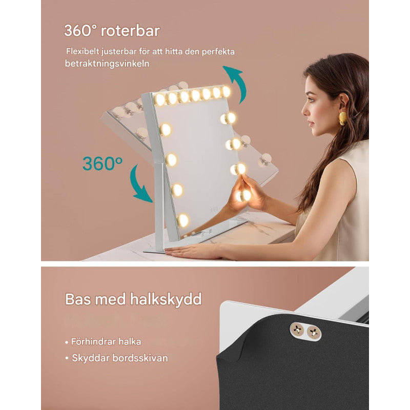Hollywood Sminkspegel LED Mattvit 58 x 43 cm