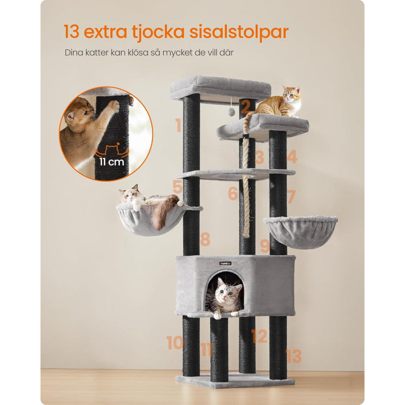 XXL Klösträd 186,7 cm Flernivå Duvgrå/Svart
