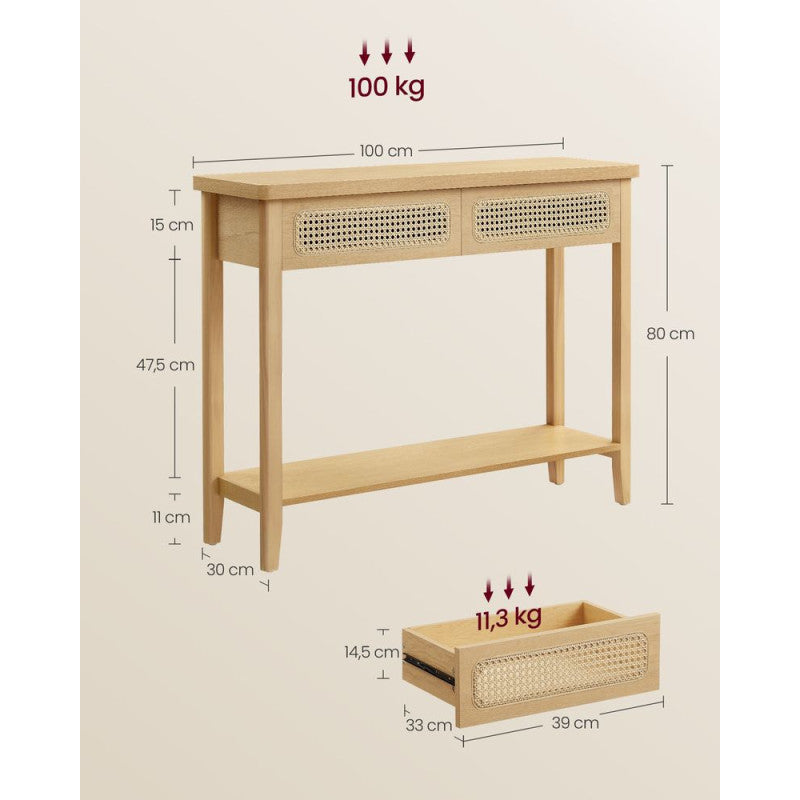 Konsolbord Ekbeige med 2 Lådor & Hylla