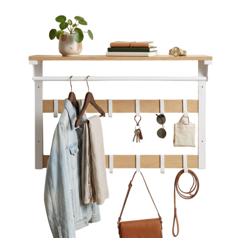 Hatthylla Vit Ek 65x30 cm Med Krokar