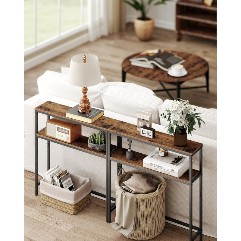 Smalt Konsolbord Med Hyllor 20 x 80 x 80 cm Brun