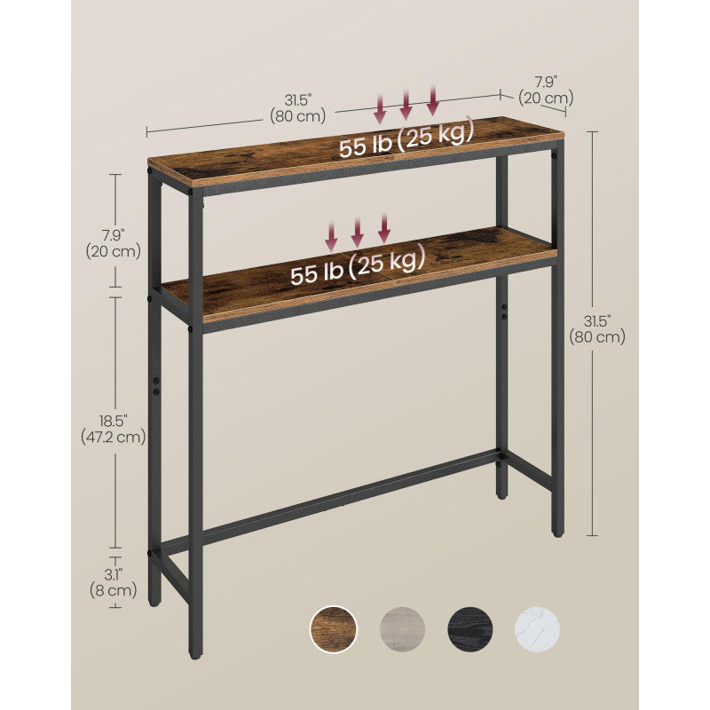 Smalt Konsolbord Med Hyllor 20 x 80 x 80 cm Brun