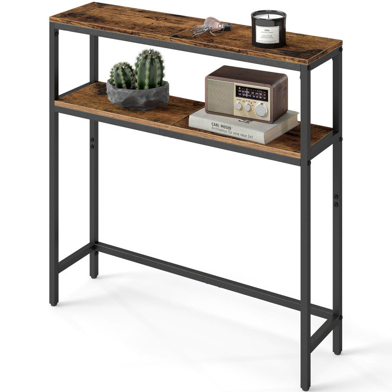 Smalt Konsolbord Med Hyllor 20 x 80 x 80 cm Brun