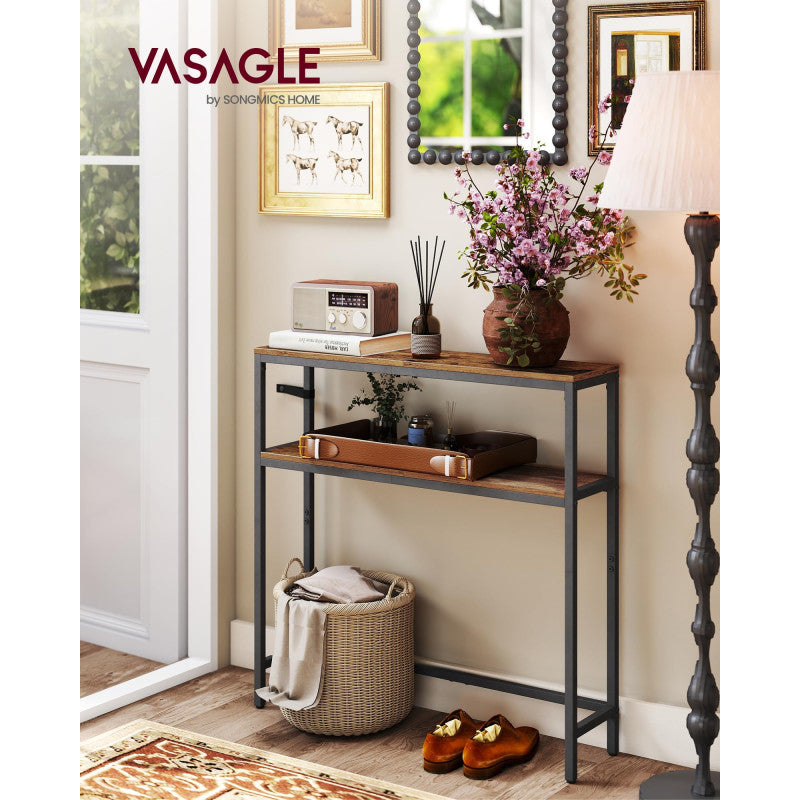Smalt Konsolbord Med Hyllor 20 x 80 x 80 cm Brun