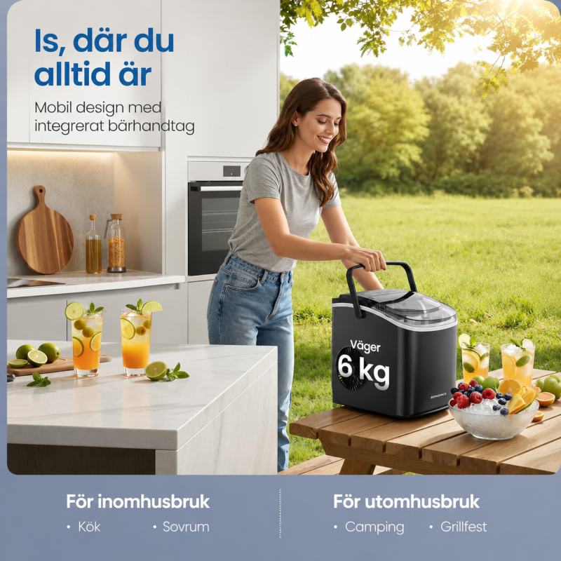 Portabel Iskubsmaskin 12 kg/24h Svart Med Handtag