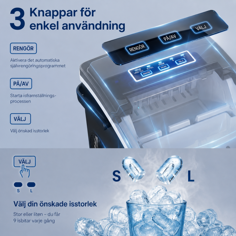 Portabel Iskubsmaskin 12 kg/24h Svart Med Handtag