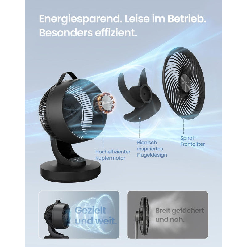 Tyst Bordsfläkt Svart Med Fjärrkontroll 20 dB