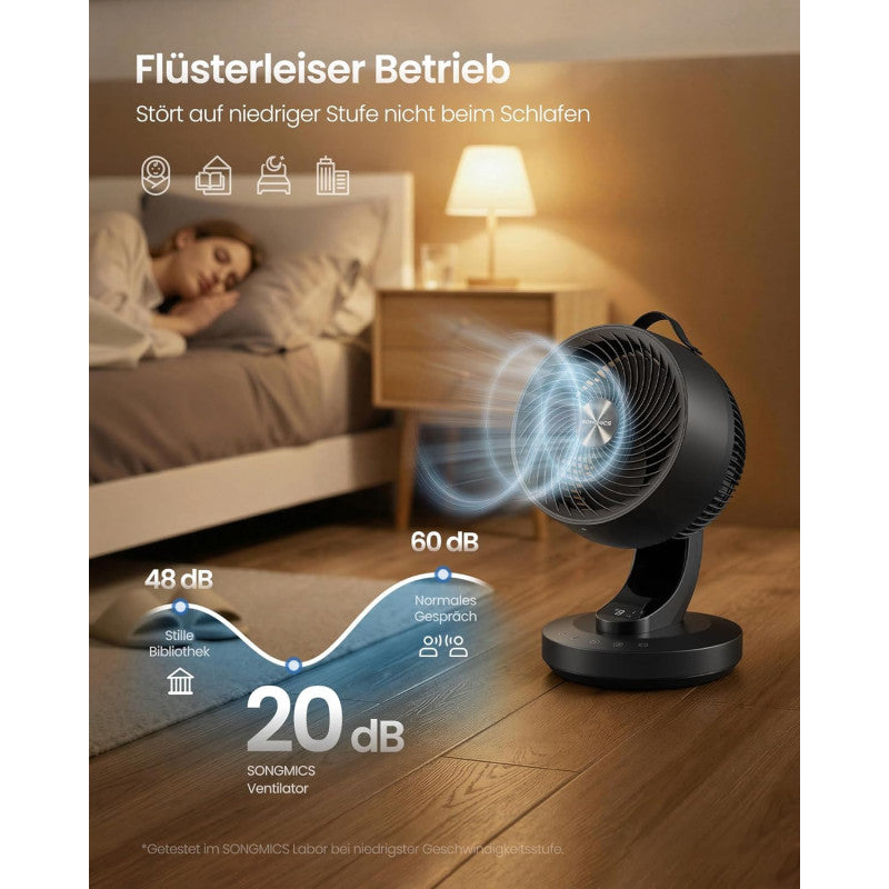 Tyst Bordsfläkt Svart Med Fjärrkontroll 20 dB