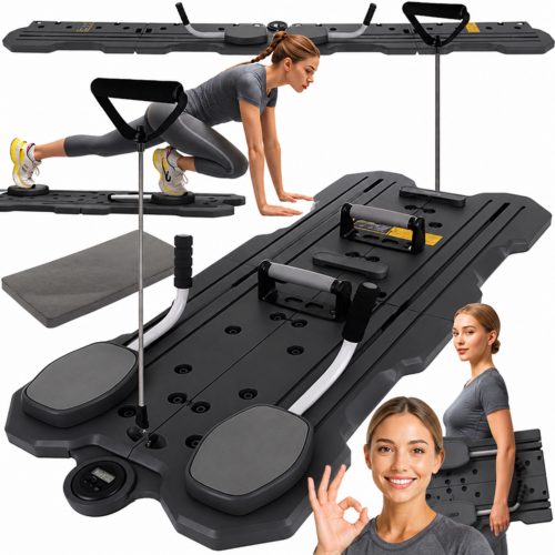 Pilatesbräda med LCD-räknare – Träningsbräda för Coreträning med Motståndsband