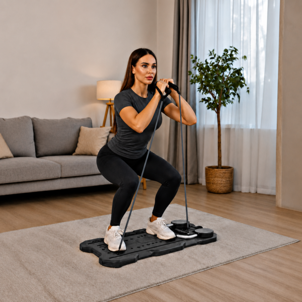 Pilatesbräda med LCD-räknare – Träningsbräda för Coreträning med Motståndsband Pilatesbräda med LCD-räknare – Träningsbräda för Coreträning med Motståndsband