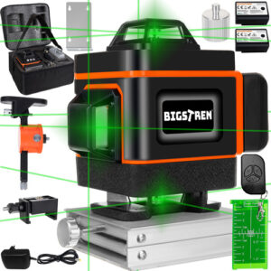 360° Lasernivå 16 Linjer – Grön Krysslaser med Självnivellering & 2 Batterier