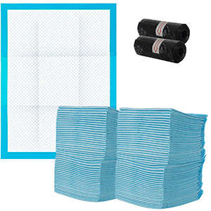 Hygienunderlägg 100-pack 33 x 45 cm – Absorberande Valpmattor med 30 Bajspåsar