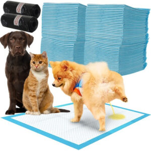 Hygienunderlägg 100-pack 33 x 45 cm – Absorberande Valpmattor med 30 Bajspåsar