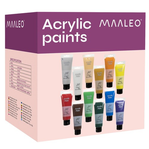 Akrylfärg 12-pack 100 ml – Färgsätt med Många Nyanser för Konst & Hobby