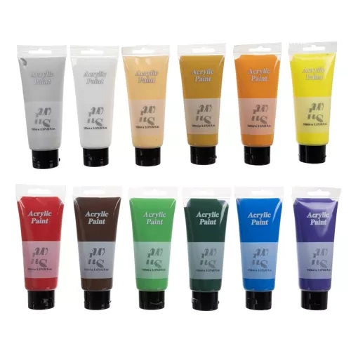Akrylfärg 12-pack 100 ml – Färgsätt med Många Nyanser för Konst & Hobby