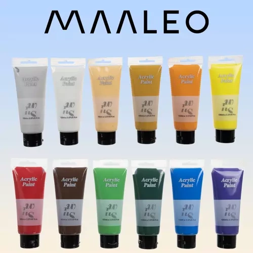 Akrylfärg 12-pack 100 ml – Färgsätt med Många Nyanser för Konst & Hobby